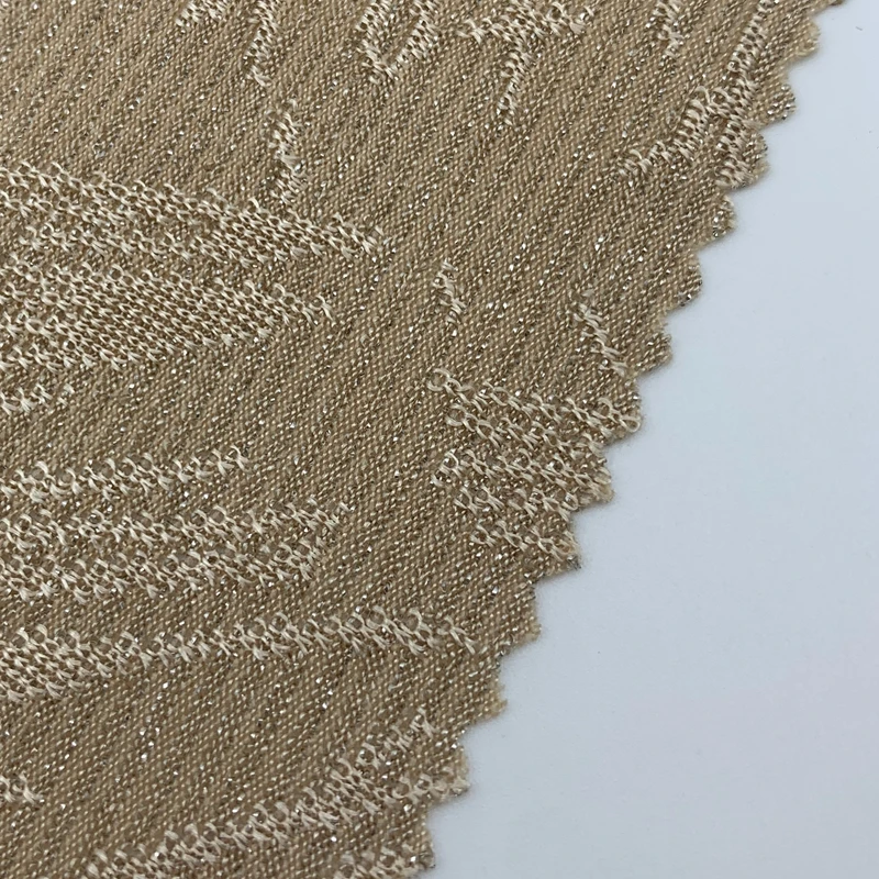 Wholesale 4 way stretch metallic sliver Jacquard knitted fabric Polyester Spandex Lurex Fabric For Dresses Swimwear