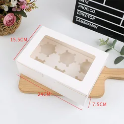 2 4 6  Pieces White Brown Paper cupcakes package box  with clear PET PVC window