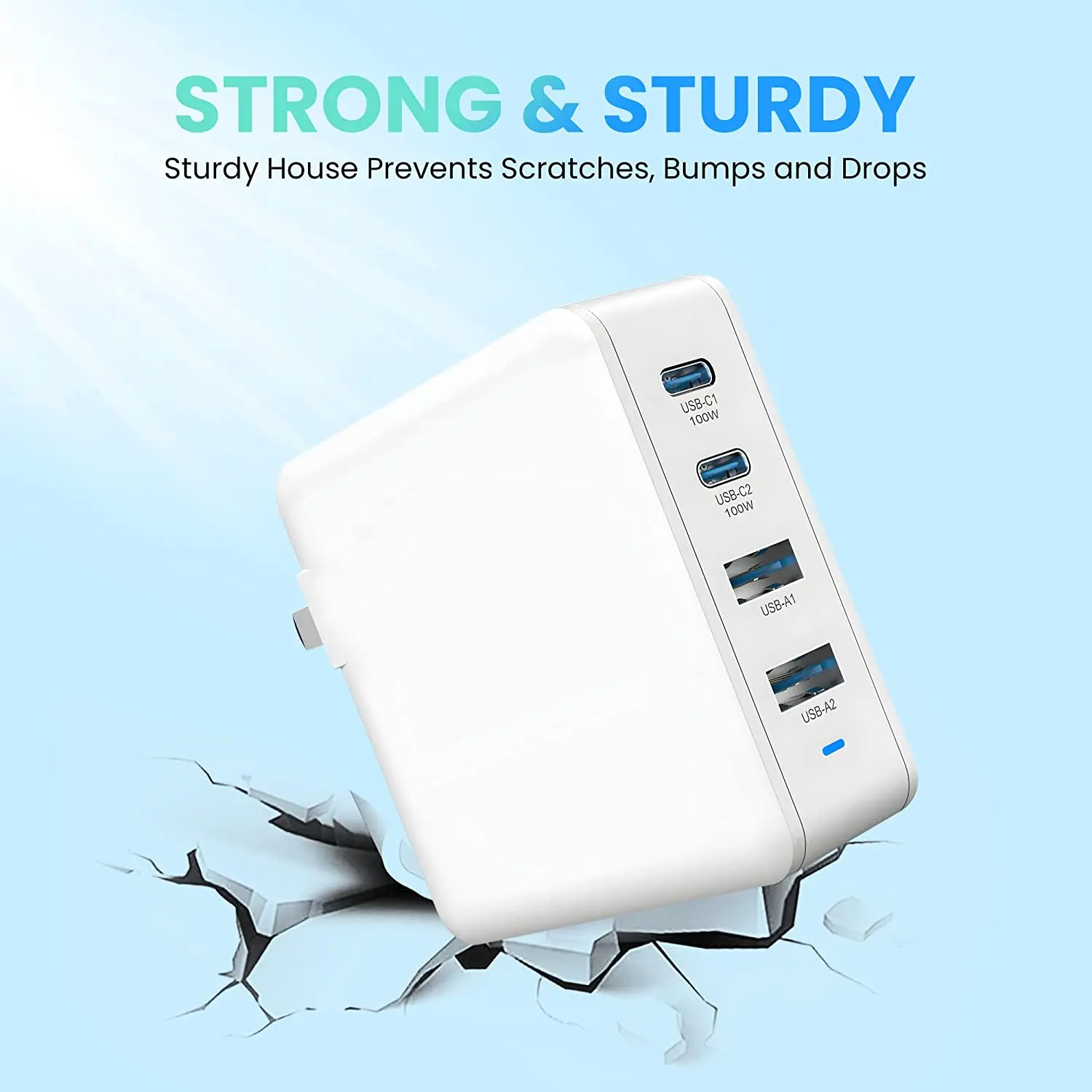 100W USB C Fast Charge 4-Port GaN Laptop Charging Plug, Type C and Type A PD Wall Power Adapter Compatible with MacBook