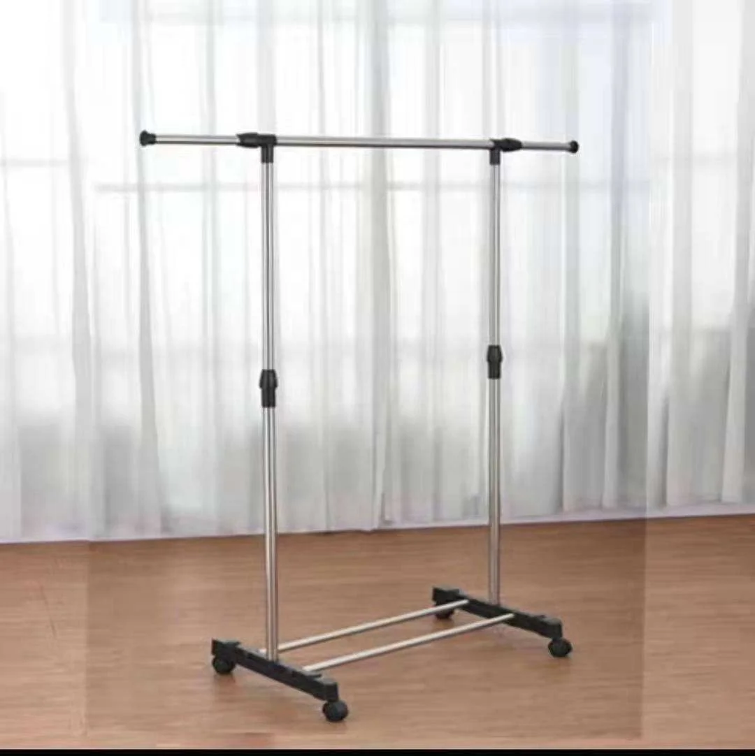 Customized Floor Standing Metal Hangers Bedroom Hanging Clothes Coat Racks With Wheels Easy To Moving