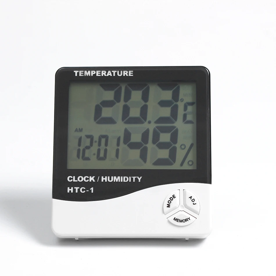 Digital Indoor LCD Thermometer Hygrometer With Timer Alarm Clock Room Temperature Humidity Gauge Meter Instruments HTC-1
