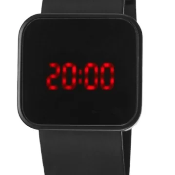 Fashion Square Mirror Face Led Watch Silicone Strap Led Touch Screen Digital Watch Montres Pour Hommes