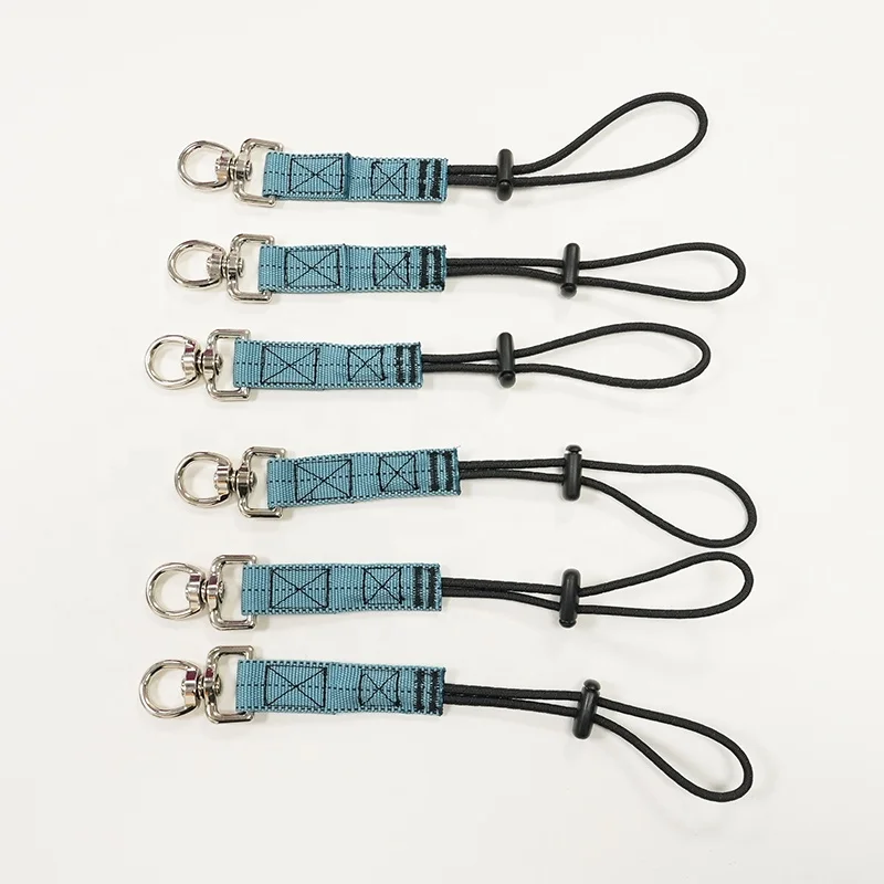 X-C-PIN 20mm 25mm width polyester cord tape tool tethering connectors tool lanyard with 360 Swivel metal D ring in 100mm length