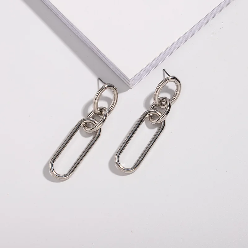 40 designs good polished paper clip dangle drop earring gold metal alloy copper link chain women female earrings