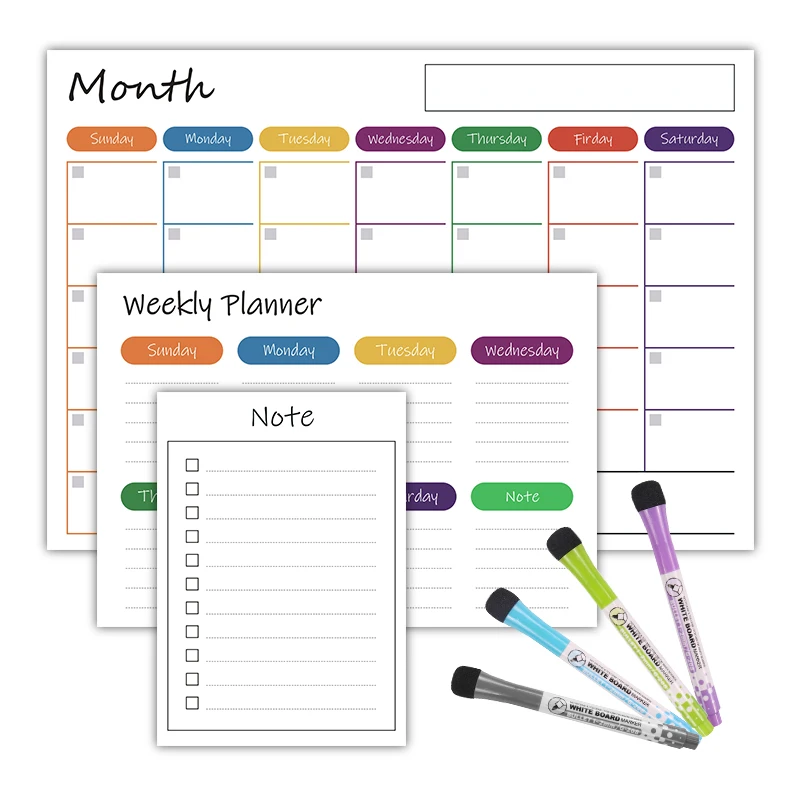 Unique meal planner magnetic magnet fridge planner dry erase removable magnetic monthly weekly planner for kitchen