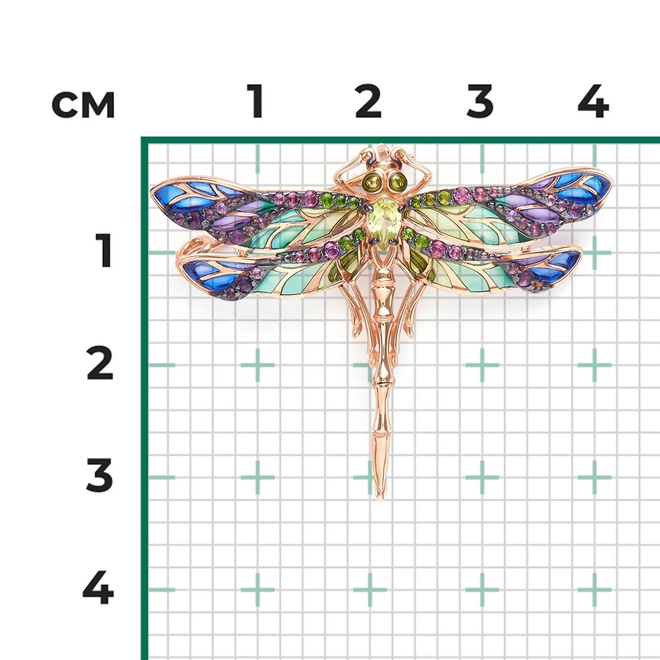 Fashion Brooch 14K Solid Rose Gold Chrysolite Garnet Amethyst Chromdiopside Enamel OEM ODM Yellow White Gold Unique Design