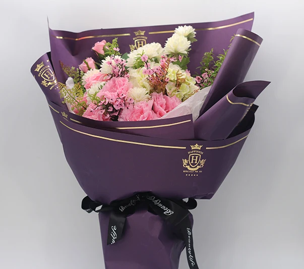 
Wood pulp hot sale Badge printed paper floral decorative bouquet 58*58cm wrapping paper for packing fresh flower 