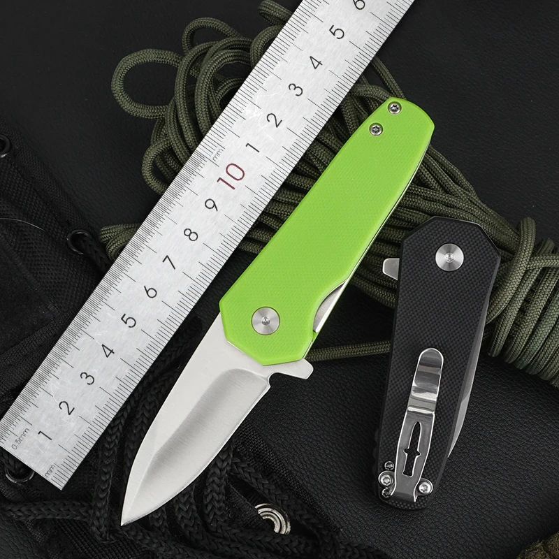 Hot Sale Popular D2  steel blade green G10 Handle Survival Folding Pocket Knife