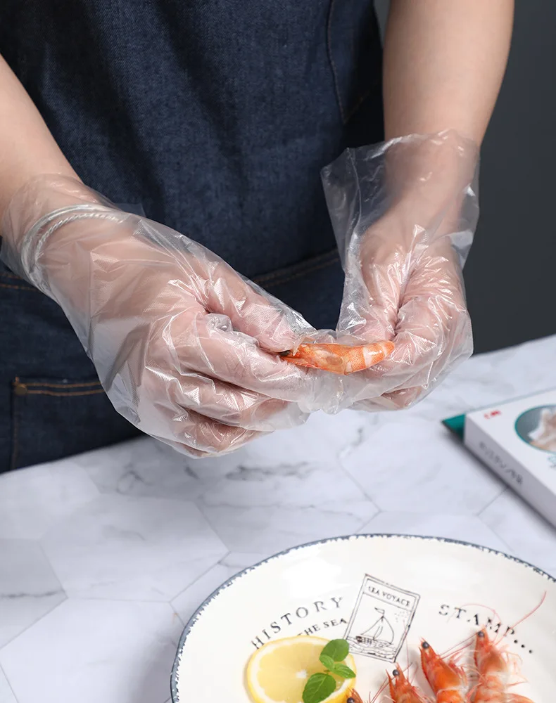 Custom package pe glove disposable pe individually wrapped gloves for food restaurant deli