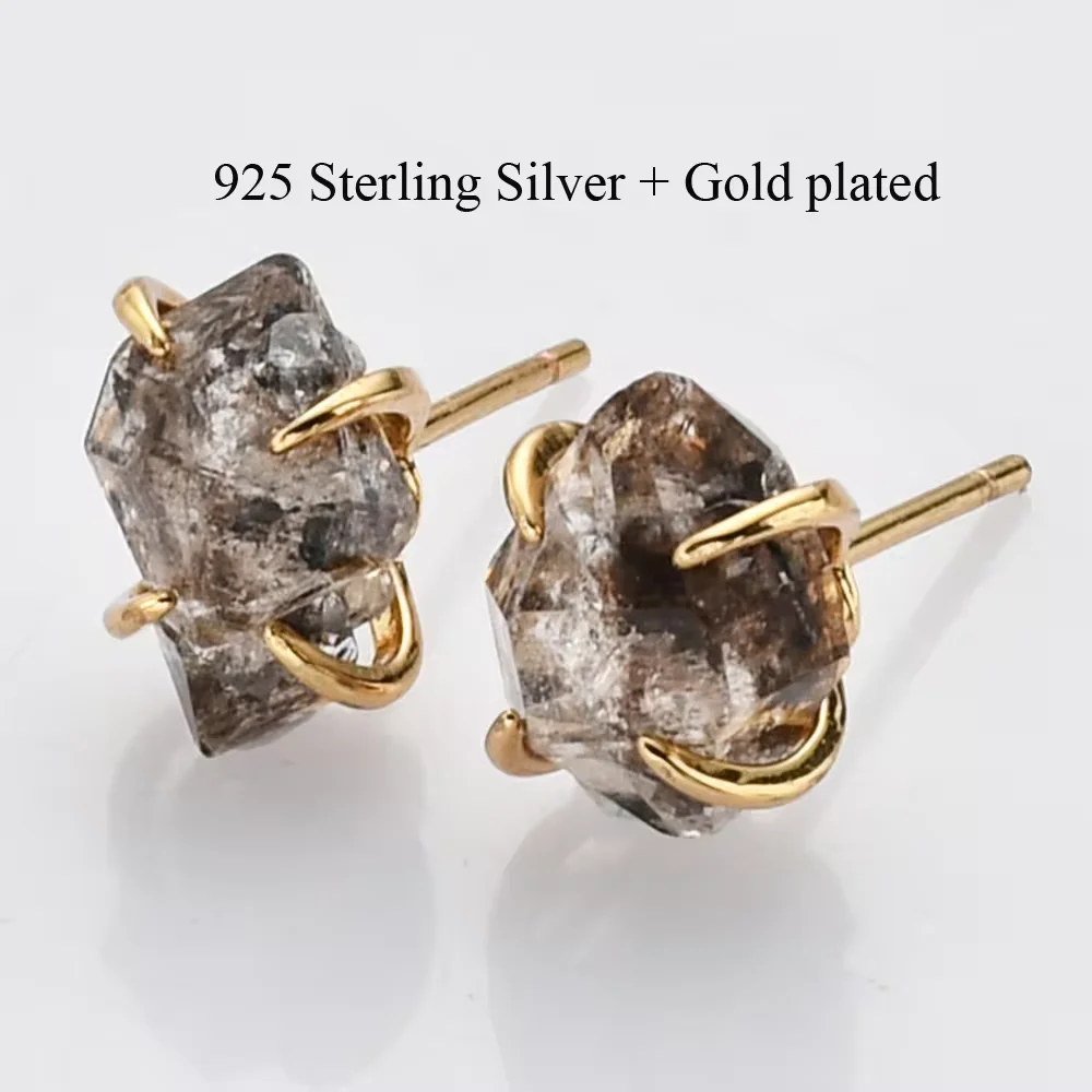18K Gold Plated 925 Sterling Silver Natural Quartz Herkimer Crystal Necklace Healing Stones