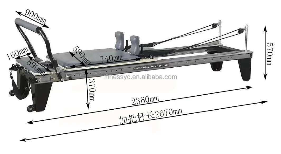 Aluminum Pilates Reformer BB2 Black Gym Equipment for Home Use for Yoga Studio Application Featuring Cadillac Core Bed Made Wood