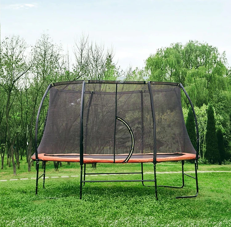 8X14ft trampoline park oval trampoline with inside safety net and basketball hoop