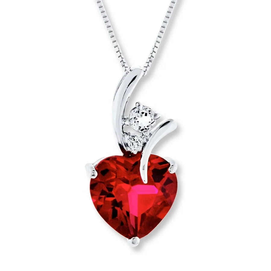 Elegant Jewelry CZ Necklace Custom Sterling Silver 925 Simple Ruby Necklace