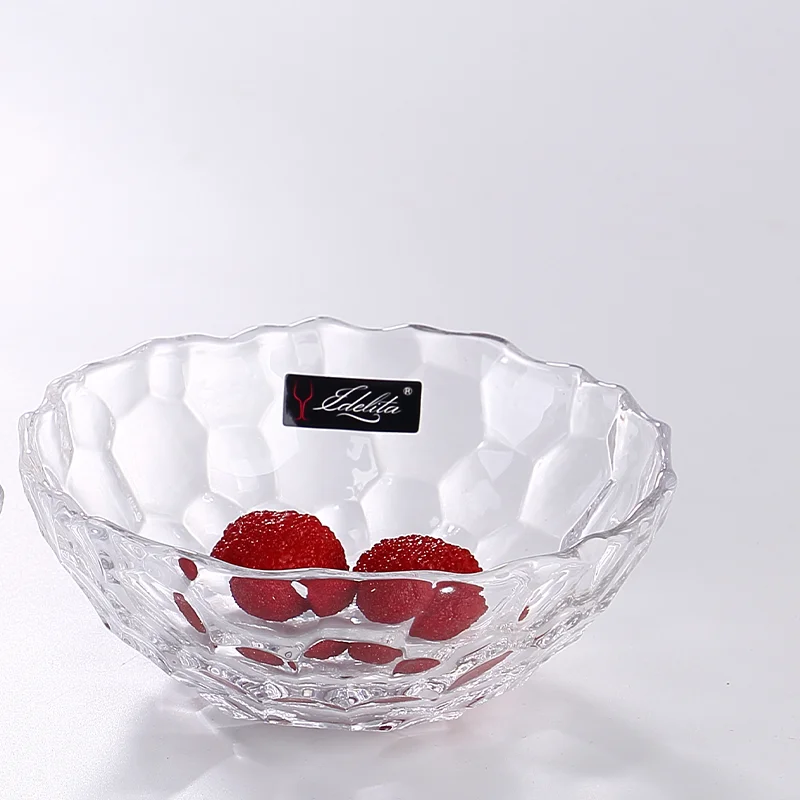 High Quality 138mm 5.4inch Big Fancy Sugar Clear Crystal Glass Food Bowls Fruit Candy Salad Glass Bowl