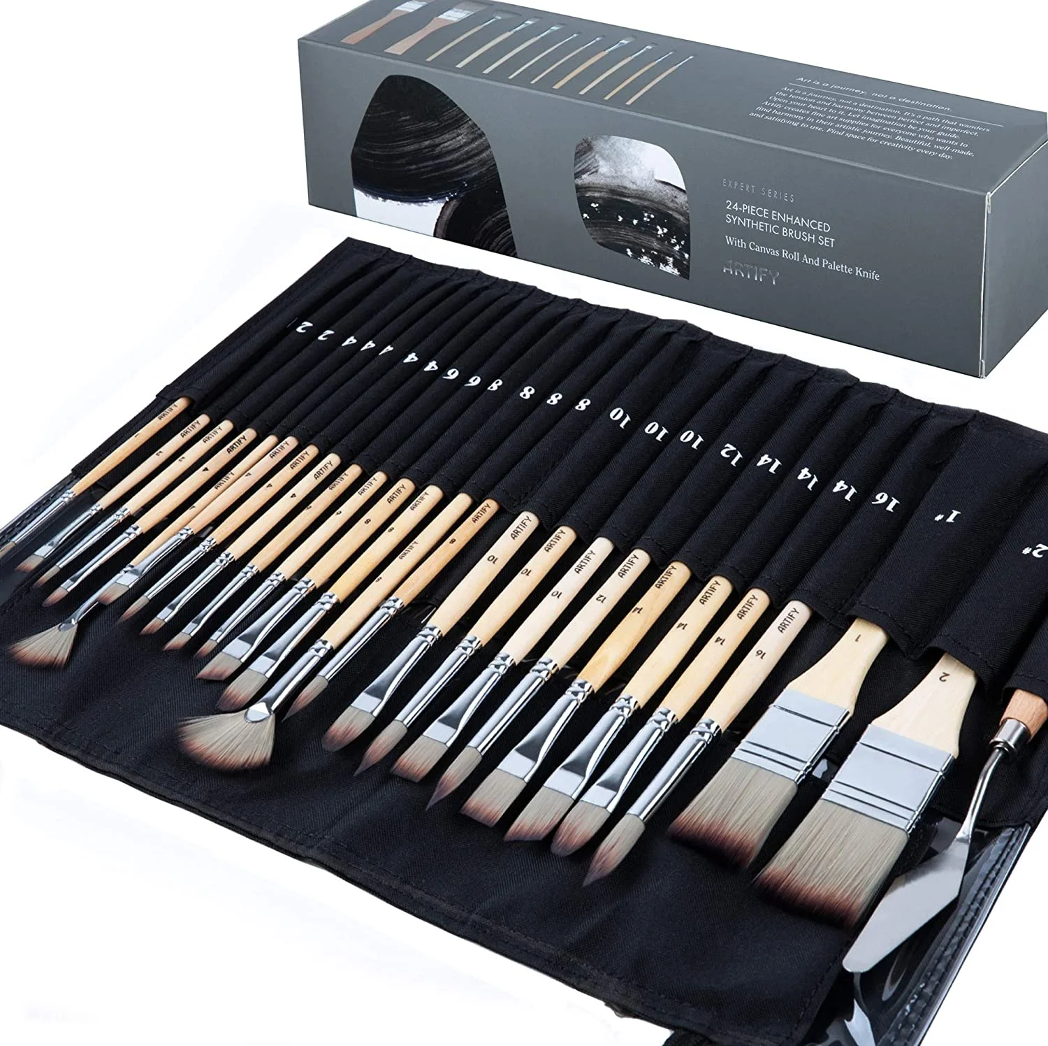 Factory Price 25pcs artist paint brush set with black case quality watercolor oil painting artist brush set