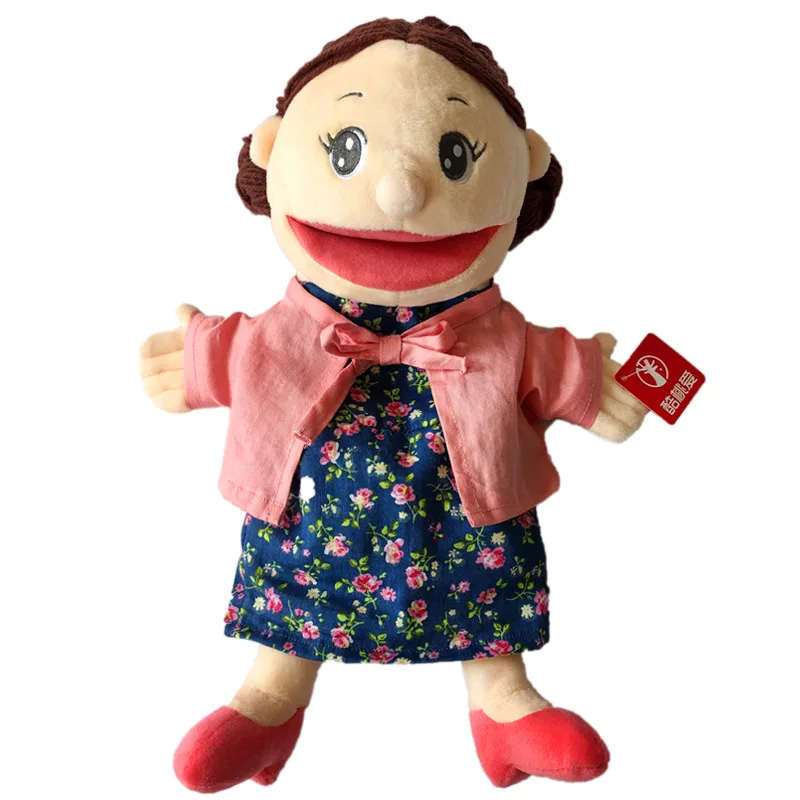 2023 Custom Human Puppet Hand Stuffed Soft Toy Plush Cloth Open Mouth Human Doll Hand Puppet Theatre Plush Puppet