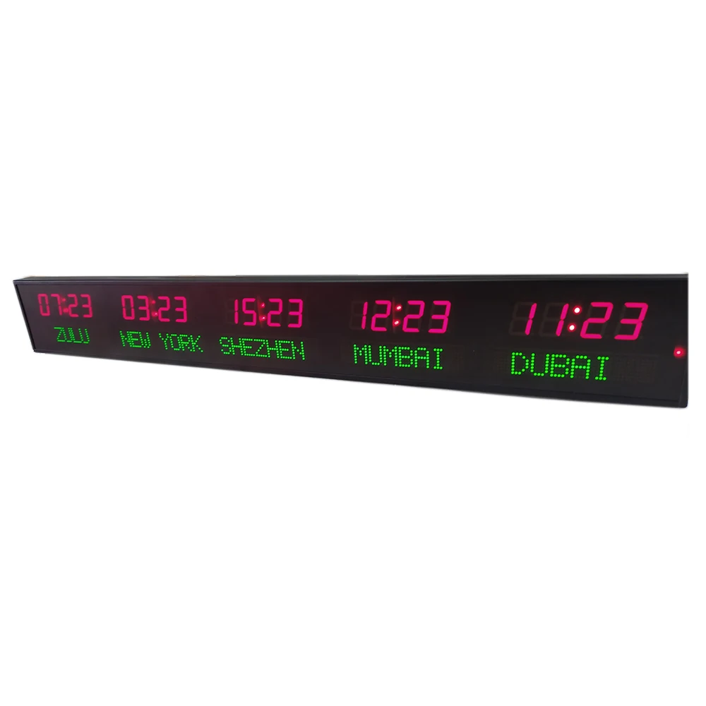 Preset controies led time zone clock display large digital world clock Terminal Building clock
