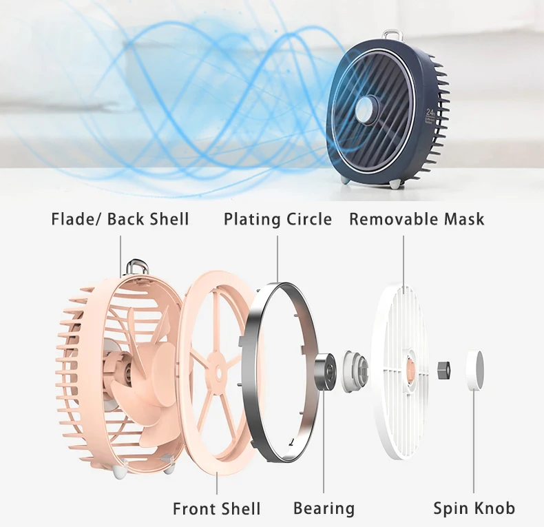 USB Desktop Fan LED Light BSCI Custom Warm Light Fan Portable Wholesale Mini Ventilation DC 5V desk bldc fan