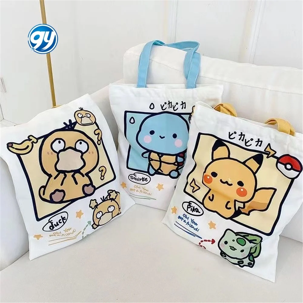 Pikachu Large Capacity Shoulder Backpack Cartoon Portable Shopping Student Summer Canvas kids bag Cute Women