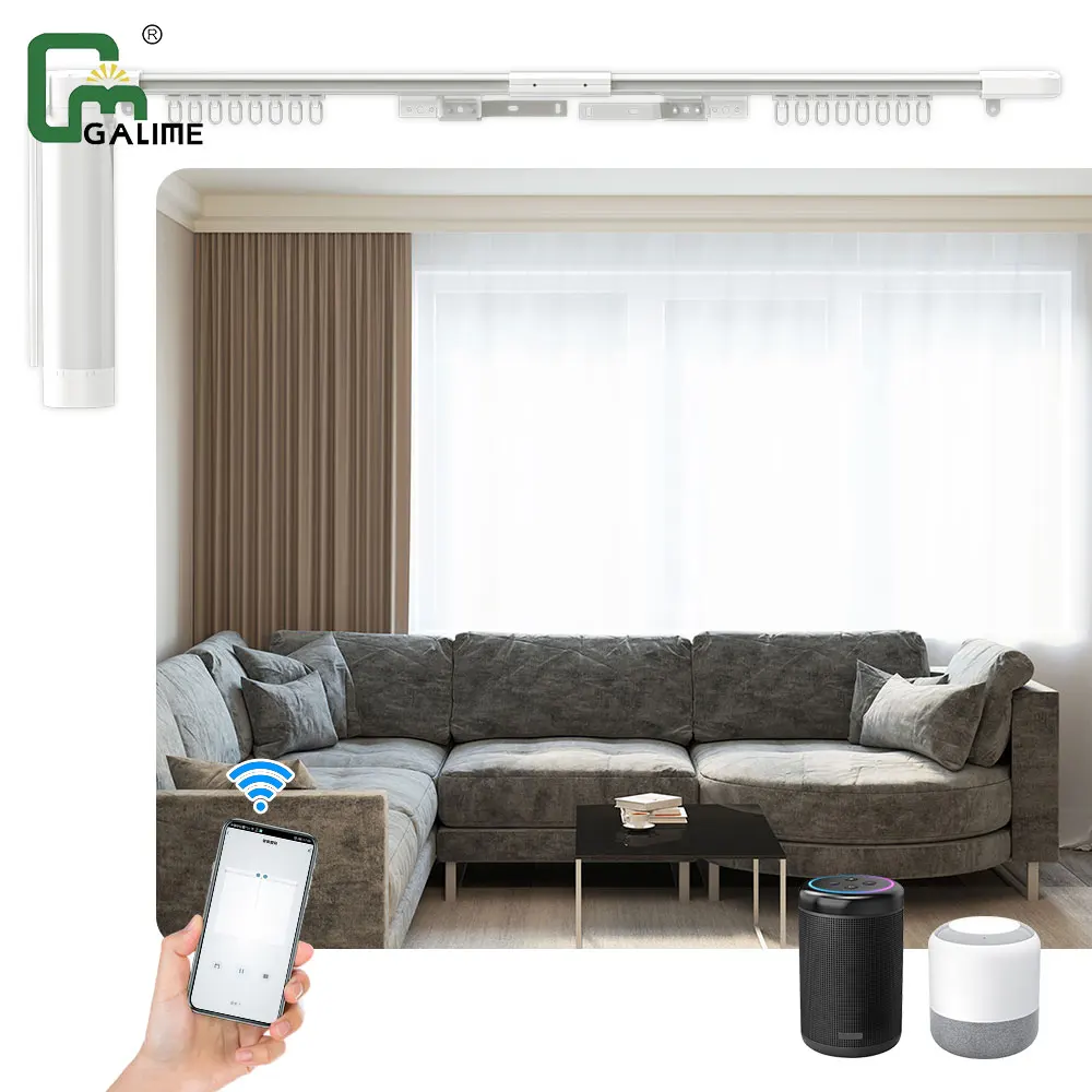 Tuya wifi or Zigbee Curtaun Motors Control Remote Extendable Electric Motorized Rail System Adjustable Smart Track Kit