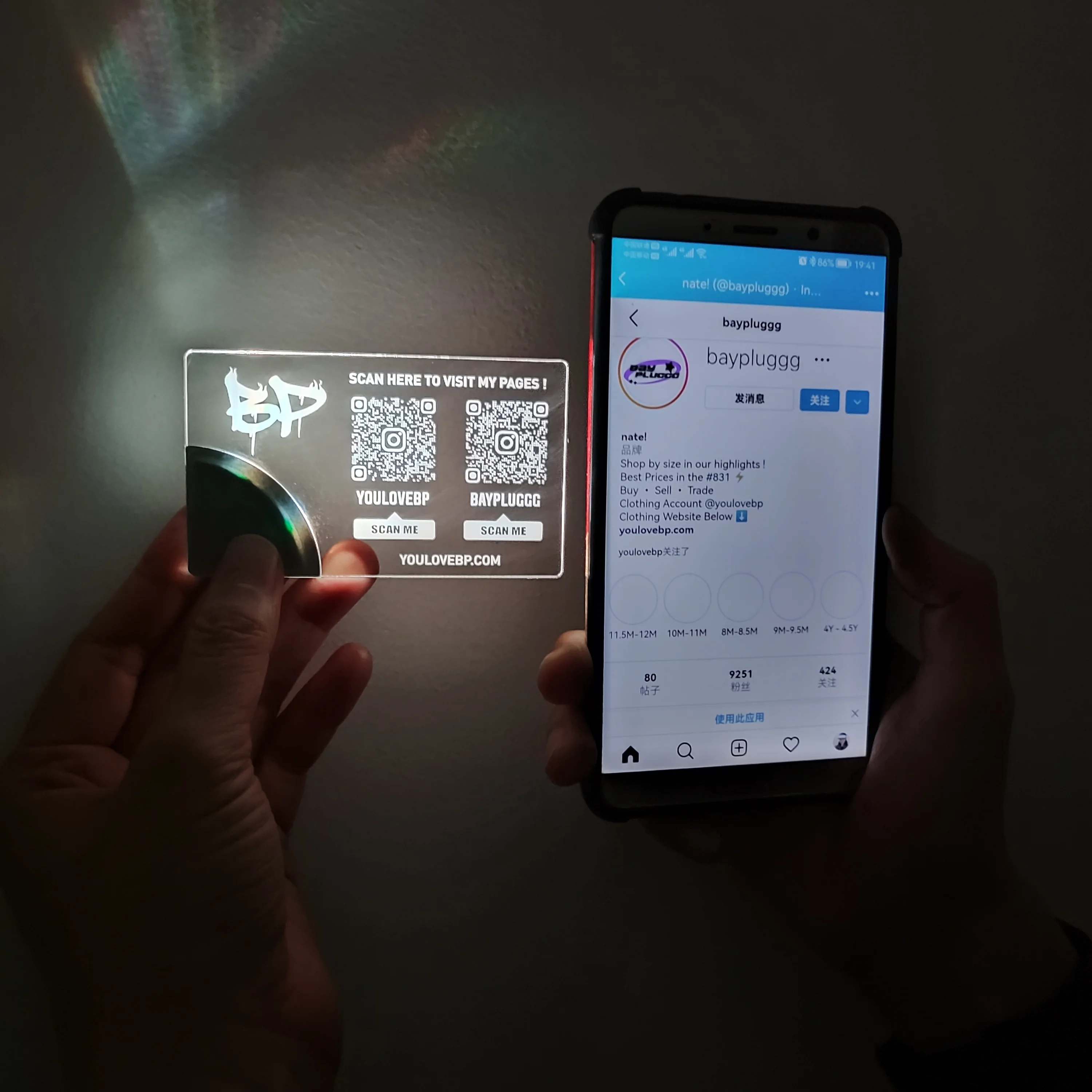 LINLI уникальная светящаяся светодиодная визитная карточка роскошная дизайнерская Нестандартная голографическая