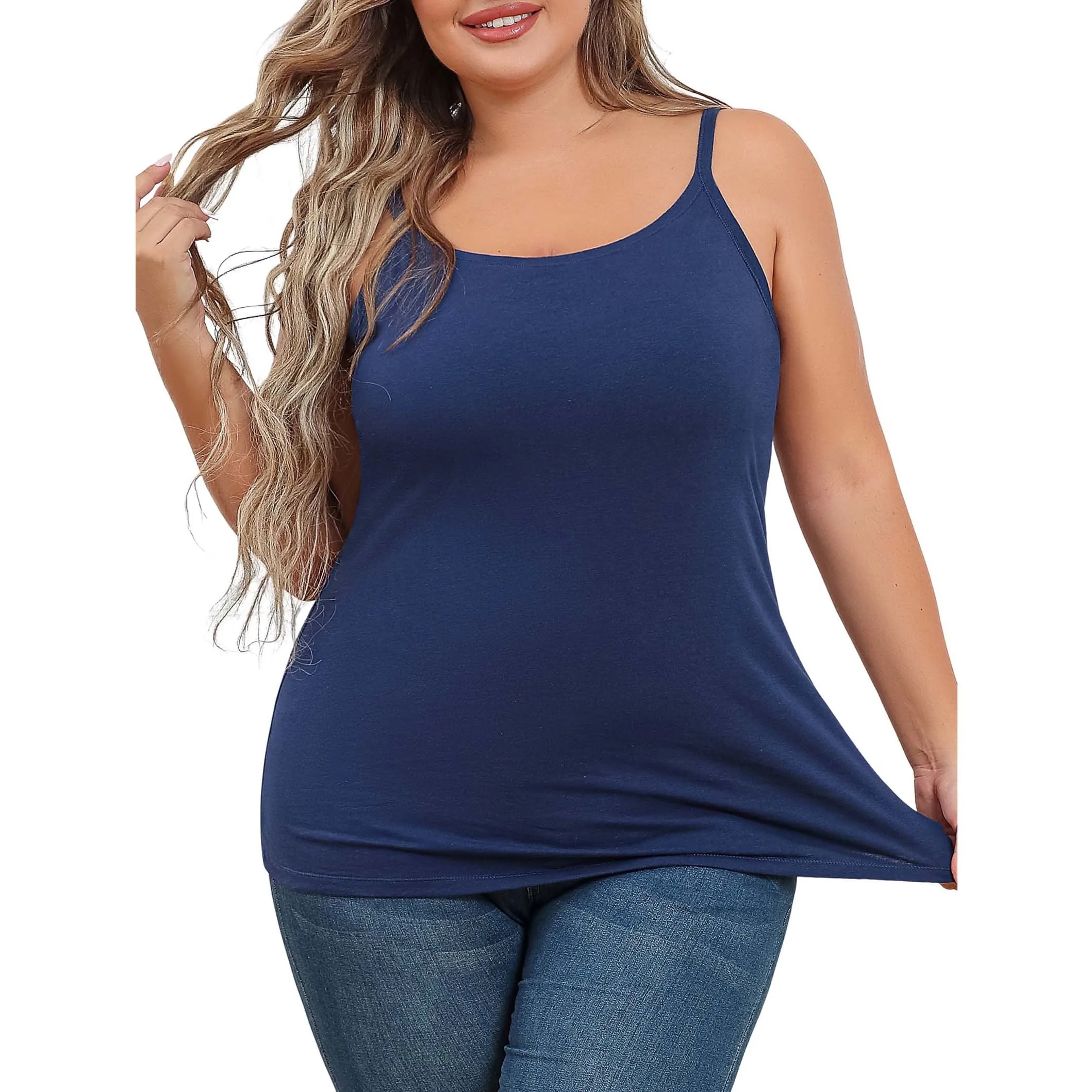 Super soft Plus Size Tank Tops for Womens Adjustable Strap Cotton Undershirt