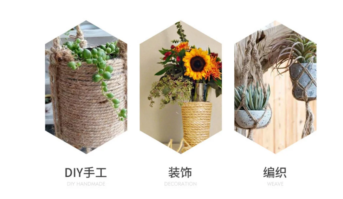 3MM 100M 100% Jute Yarn Customize Width Weight Length High Strength Thick Hand Knit Crochet Weave Jute Yarn For Wall Panel Rug