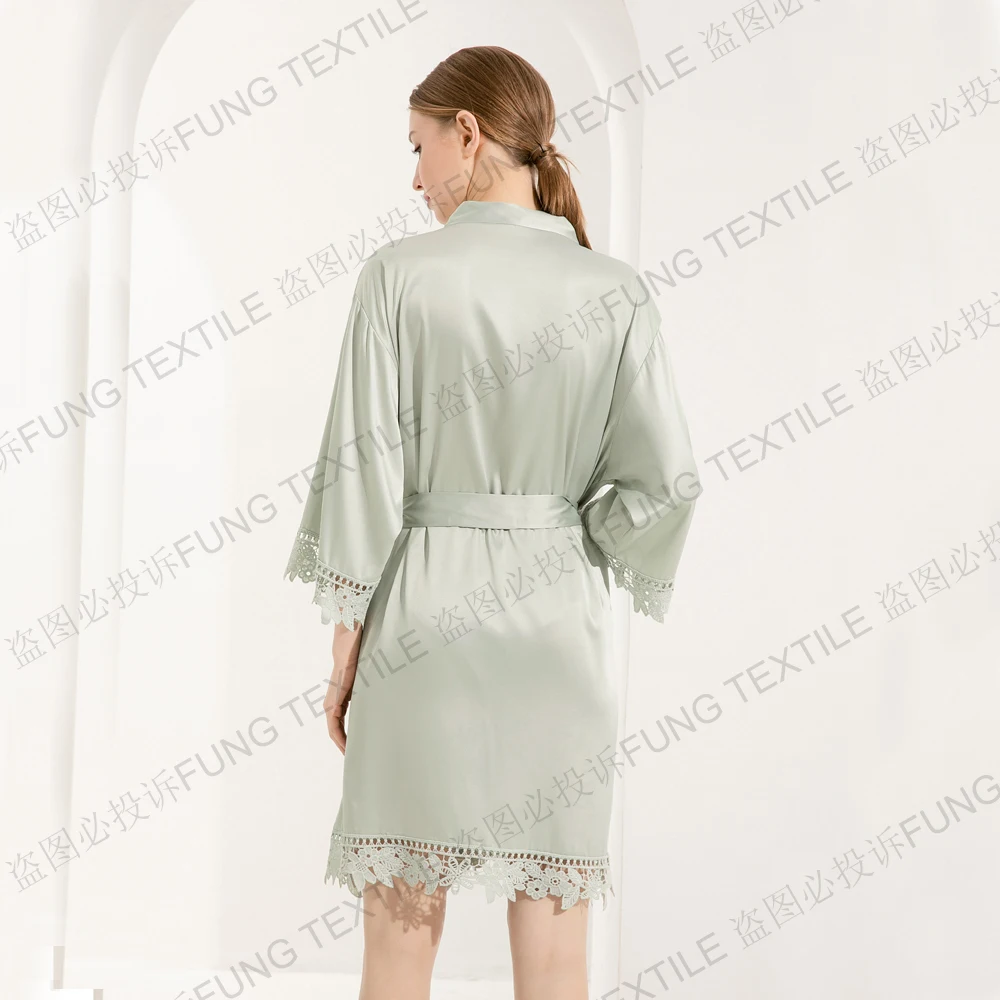 FUNG 3031 Sexy Sleepwear Sex Nighty Silk Pajamas Luxury Adult Satin Robe Set Sexy Sleeve Designer Sleepwear
