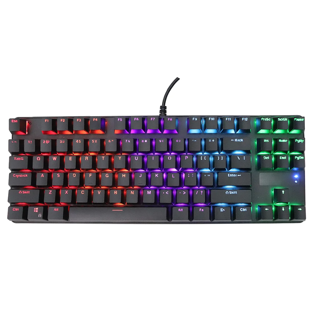 Wholesale Mechanical Keyboard 87 Keys Ergonomic Custom pc Computer Laptop RGB Backlit Gaming Mechanical Keyboard