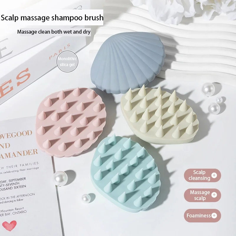 New 4PCS Shell Shampoo Brush with Portable Fits Hand Comfortable Grip Massage Clean Dry Wet for Men Women Kids of All Hair Types