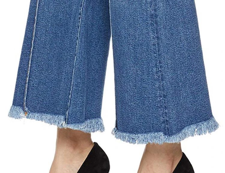 Europe new style Fashion Jean Pants Women Tassel bottom wide leg flare Ladies Jeans High Waist Wholesale