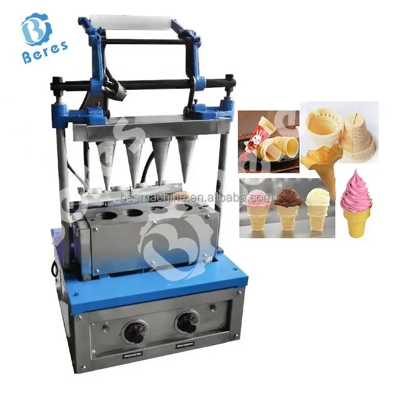 Semi Automatic Edible Horn Pizza Torch Tea Hot Coffee Cup Waffle Ice Cream Cone Making Machine