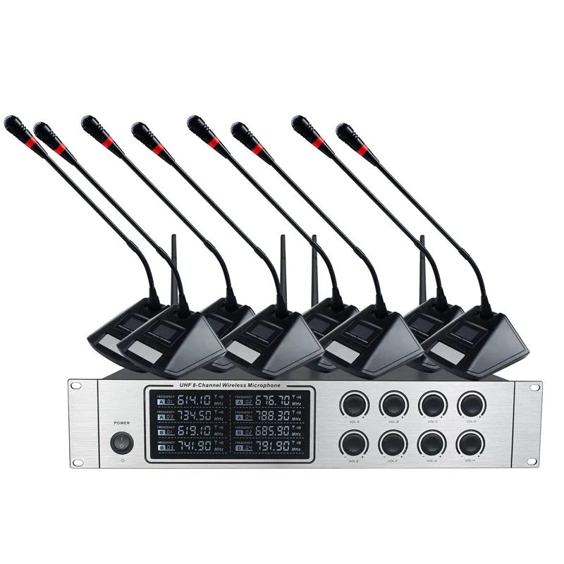 EPXCM/GU-880 Wireless Microphone System UHF Professional Microphone 8 Channel Dynamic Professional 8 Handheld Karaoke Stage KTV