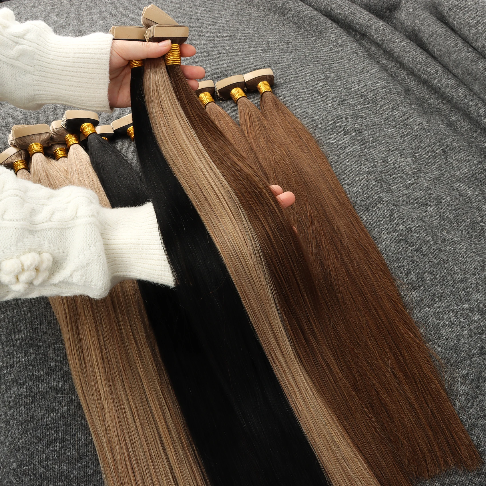 Raw Tape Ins Hair Extensions Double Drawn Russian Virgin Remy Tape In Hair Extensions 100human hair