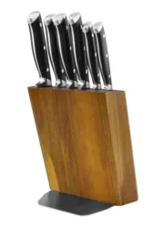 Super Sharp 7pcs Stainless Steel Chef Knife Pakka Wood Handle Kitchen Knife Set With Wooden Block