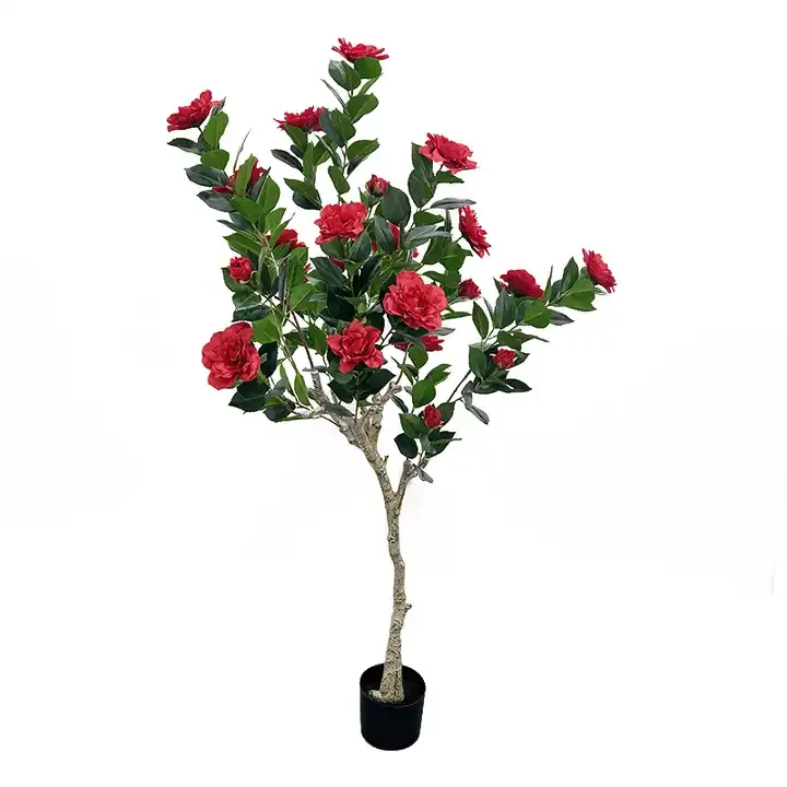 Tall Realistic Artificial camellia Fruits Tree For Office Exhibition Coffee Shop Table Decoration