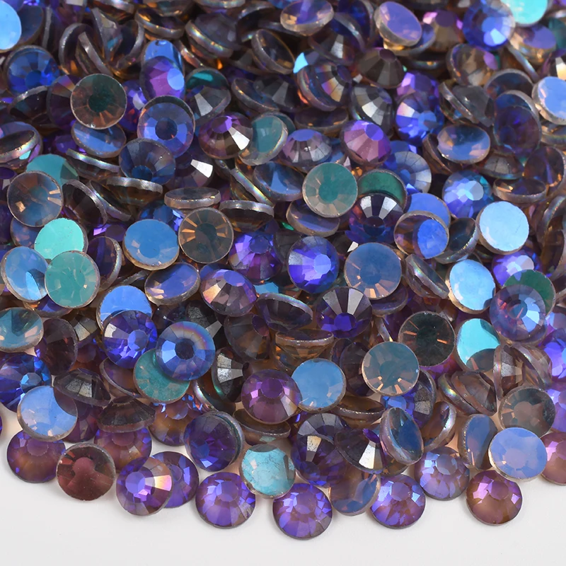 Оптовая продажа кристаллы зеленого цвета SS3-SS30 Аврора Стразы без горячей фиксации плоское стекло стразы для дизайна ногтей творчества