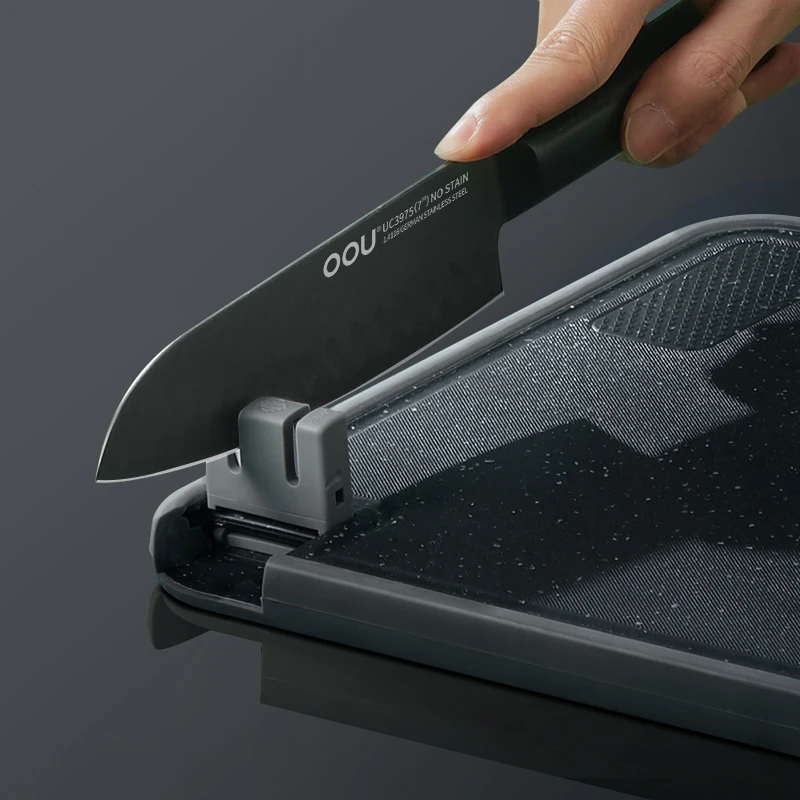 OOU New Arrive Double Sided Portable Sharpener Astm Standard Stainless Steel Cutting Pp Kitchen Large Chopping Board