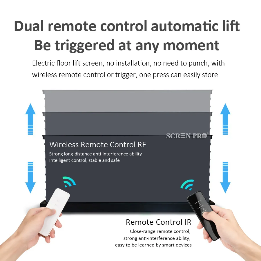 SCREEN PRO 150 inch Motorised Floor Rising ALR Projector Screen Ambient Light Rejecting for Formovie THEATER 4K UST projector