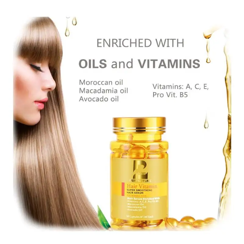 Private Label Hair Serum Vitamins A C E  Hair Care Repair Growth Oil Moisturizing Growth Hair Serum Vegan Oil Vitamin Capsules