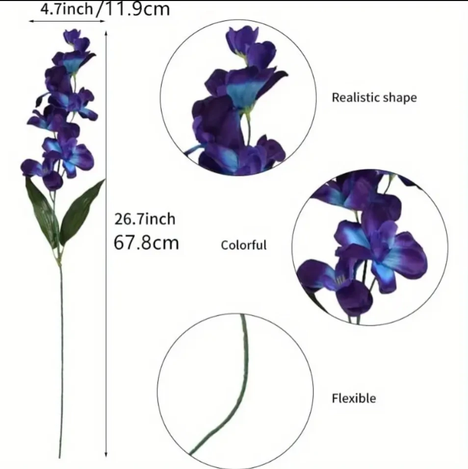 Turquoise Silk Artificial Orchid Stems for Wedding Bridal Bouquet Boutonniere Wreath & Table Centerpiece Decor