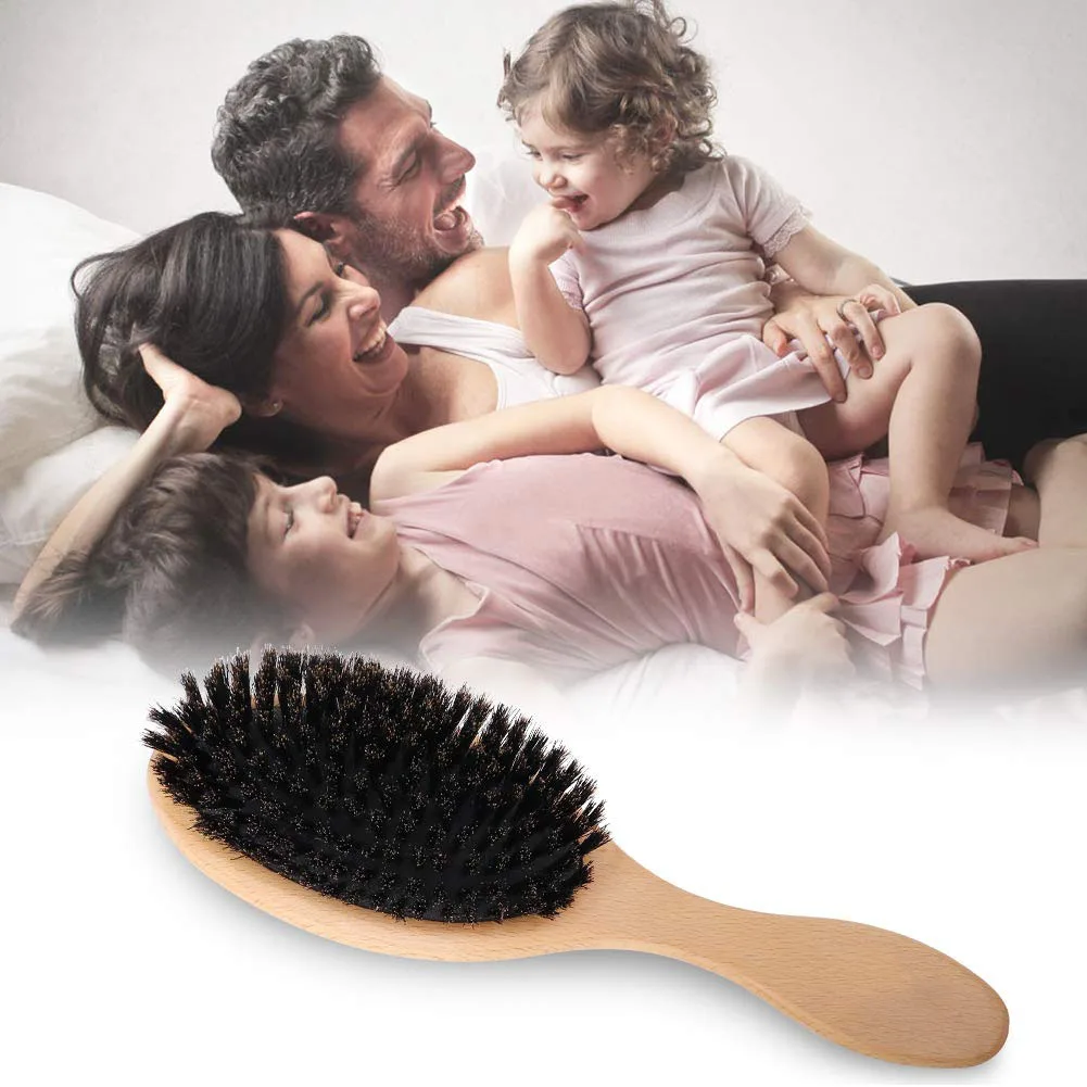 Private label hot selling  wooden boar bristle custom logo hair brush wholesale popular high quality hair brush