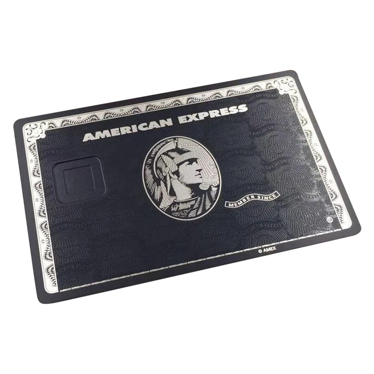 Простая черная металлическая Кредитная карта amex с лазерной гравировкой цветная дебетовая чиповым пазом 4442/