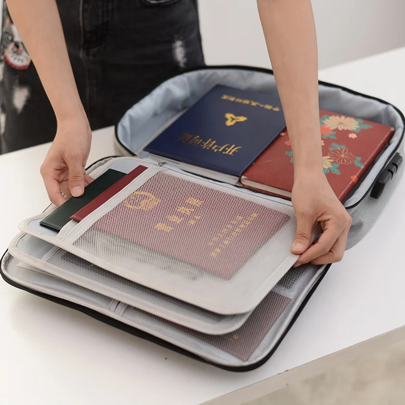 
2 Layer Oxford Document Bag Holder Zipper Closure Portable File Pocket Organizer 