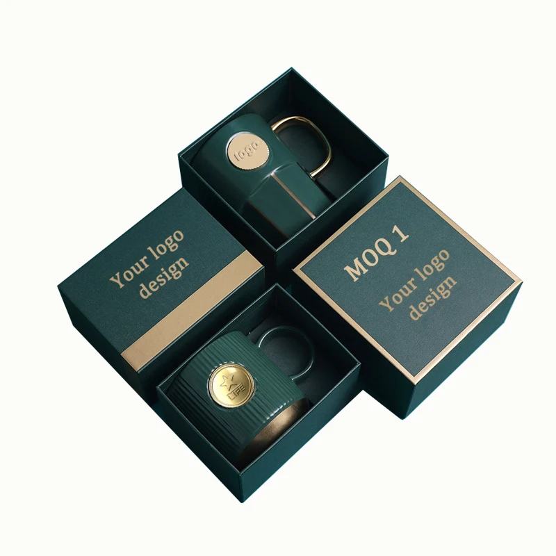 low MOQ 1  present for events piece porcelain High quality luxury ceramic coffee tea milk mug with gift box custom logo mugs