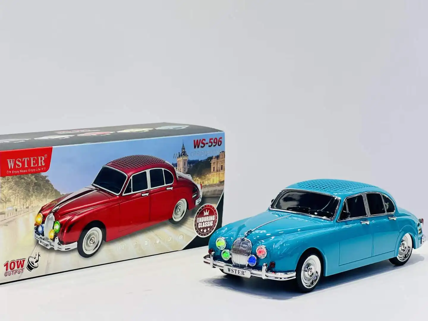 10W Bass Retro Classic Outdoor Portable Home Wireless WS-596 RGB BT Car Speaker Music Car Wster 1500mah Roadster Jaguar Mark