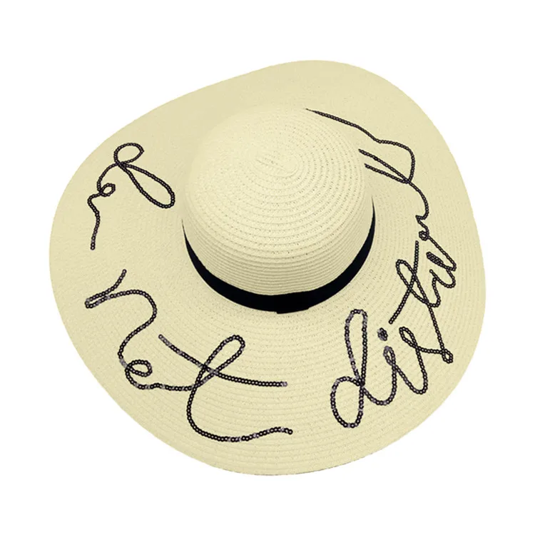 Fashion wholesale custom logo summer women floppy wide brim foldable big brim straw hats