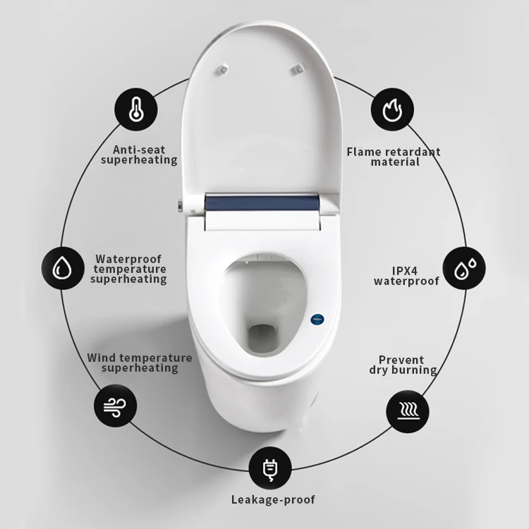 Smart Bidet Toilet Seat with AUTO Tankless Toilet with Remote Control Smart Lady care Wash Nozzle Water Closet smart Toilet