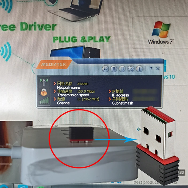 cheap price Network Card mini wireless wifi dongle 150mbps mt7601 chipset 802.11n for laptop desktop win 7/8/10