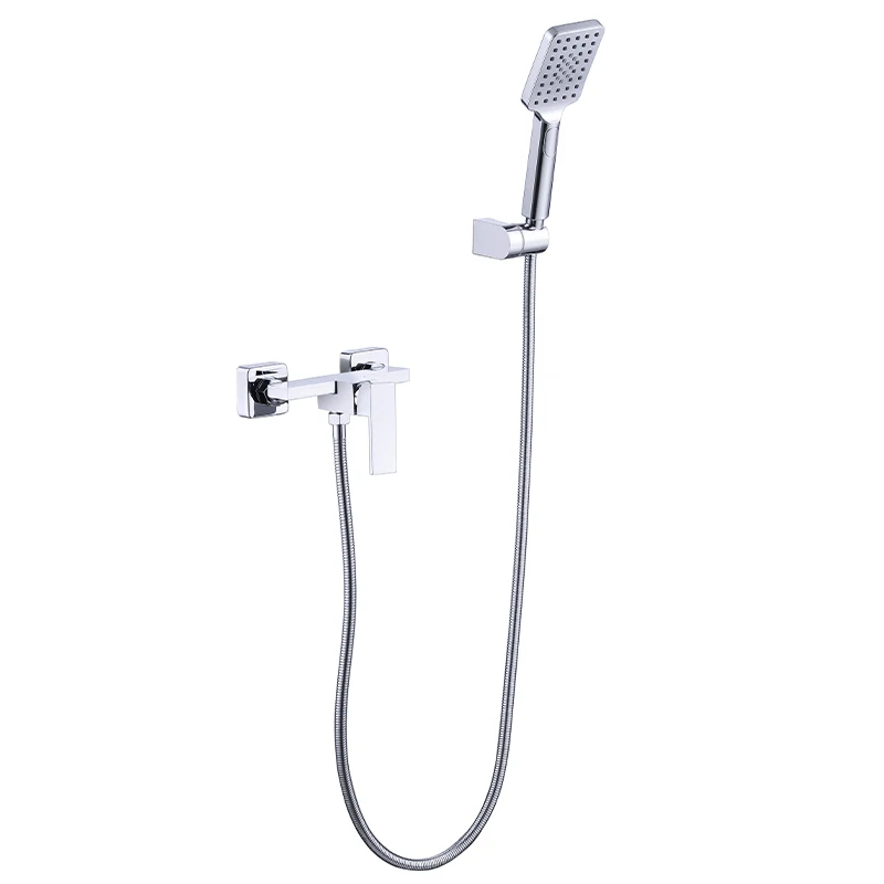 Modern Style Brass Spray Chrome Wall Mounted Single Lever Shower Mixer Bathroom Faucet